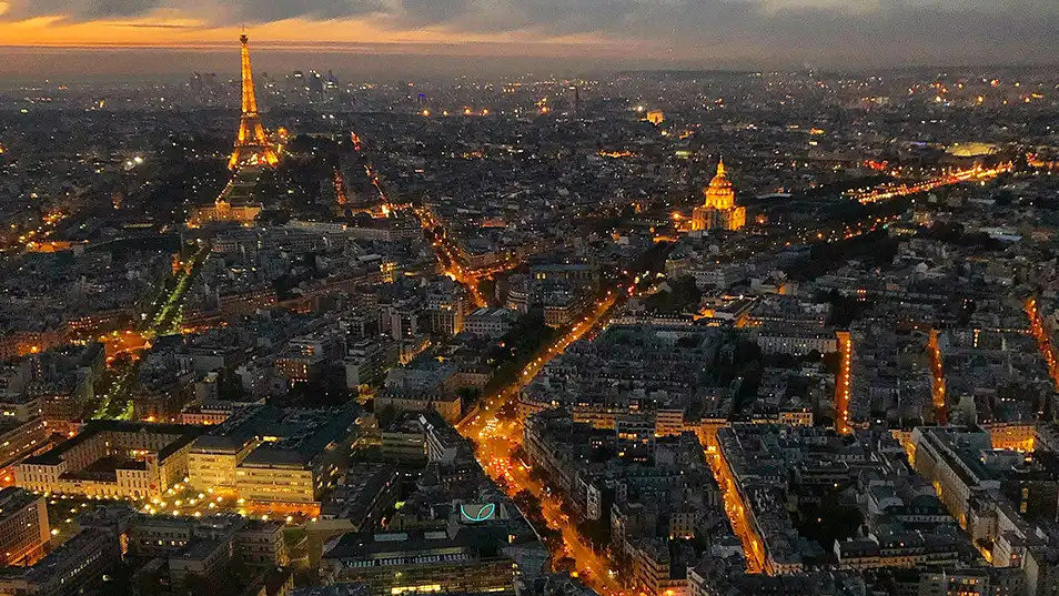 paris city lights from above