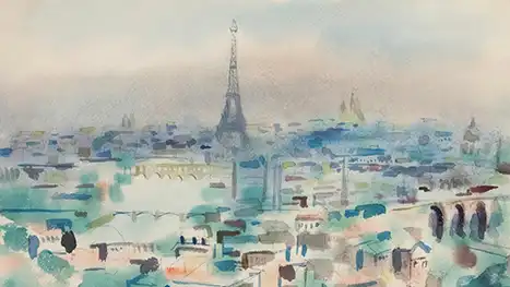 pastel water color painting of paris
